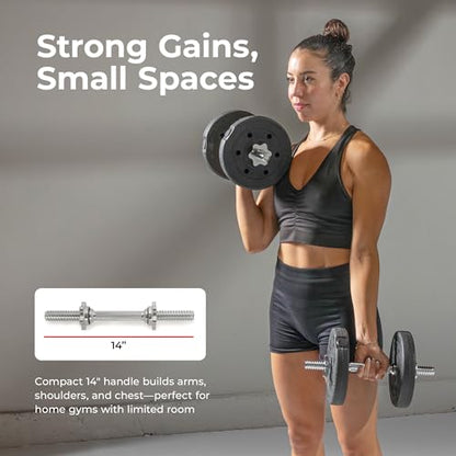 Sunny Health & Fitness Threaded Dumbbell w/Star-Lock Collars, 14"- 24" Pair - style: 14-Inch Premium