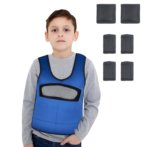 Weighted Vest for Kids Including 6 Removable Weights, (Large, Ages 10+) - color: Navy Blue, size: Large