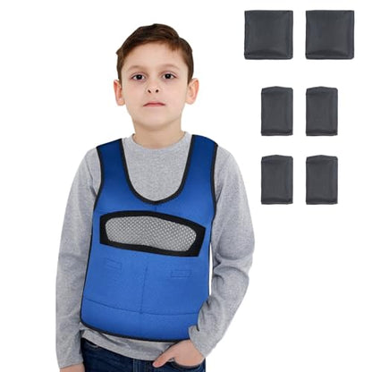 Weighted Vest for Kids Including 6 Removable Weights, (Large, Ages 10+) - color: Navy Blue, size: Large