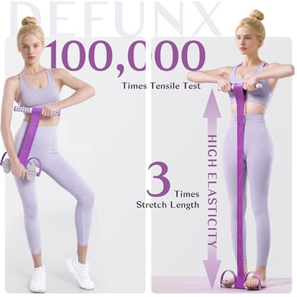 Foot Pedal Resistance Band with Handle Multifunction Tension Rope for Women Exercise Fitness Workout Stirrup Puller - color: Purple