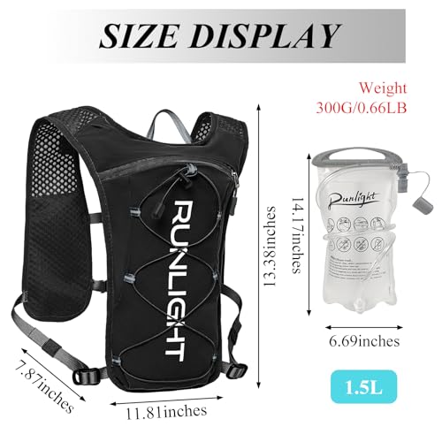 Running Vest for Women Men Lightweight Hydration Backpack Pack with 1.5L Water Bladder Bag Hydro Daypack for Hiking,Trail,Skiing,Camping,Cycling,Race,Marathon - color: Black-2