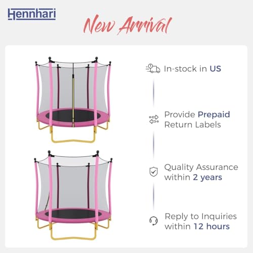 5 FT Kids Trampoline with Safety Enclosure Net, Indoor Outdoor Toddler Trampoline with U-Shaped Legs & Foam Poles, Mini Trampoline for Kids