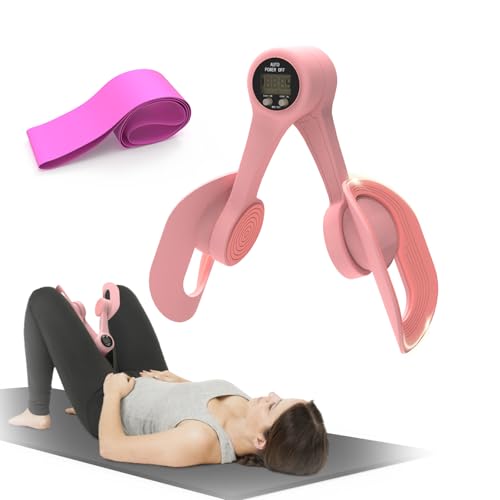 Thigh Trainer for Women, Pelvic Floor Exercise Devices with LED Display, Inner Thigh Exerciser with 20LB Resistance Band, Home Fitness Equipment for Hip, Leg, Arm