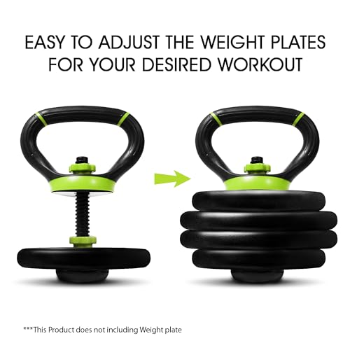 Yes4All Adjustable Kettlebell Handle for Weight Plates, Dumbbell Converter for Strength Training Kettlebells, Home Gym - color: A. Neo Green