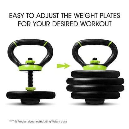 Yes4All Adjustable Kettlebell Handle for Weight Plates, Dumbbell Converter for Strength Training Kettlebells, Home Gym - color: A. Neo Green