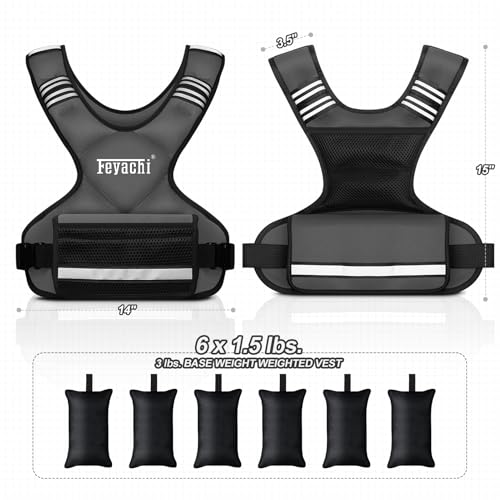 Feyachi Adjustable Weighted Vest, 3-32lb Vest with 6 Ironsand weights - color: Grey, size: 3-12 lbs