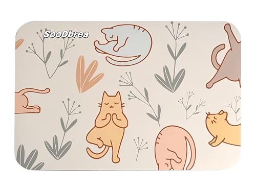 Mini Yoga Mat with Playful Cat Design, Yoga Knee Pads,Double-Sided Non-Slip, Meditation,Exercise Mat for Women&family use,White