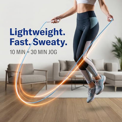YUEDONG Cardio Jump Rope for Women & Men, 5mm PVC Fitness Rope for Weight Loss & Home Workouts