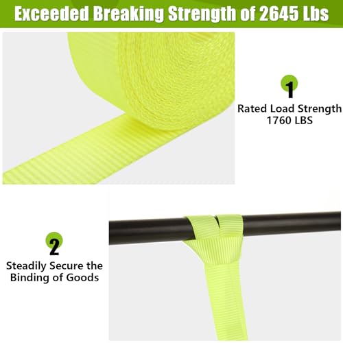 4 Pcs 1 Inch Ratchet Straps Heavy Duty 20ft Tie Down Straps Ratchet with Hooks, 2645 LBS Break Strength, Cargo Ratcheting Straps for Motorcycle Straps Tie Downs, Trucks, Yellow - color: Yellow