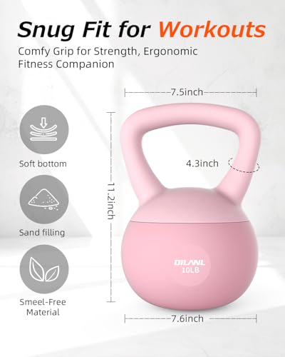 Soft Kettlebell, Safe Strength Training Kettle bell, Cushioned Impact-Resistant Base and Anti-Slip Grip Weight, Kettlebells Set for Home Workouts and Men/Women/Beginners,With Non-slip Gloves - color: Pink