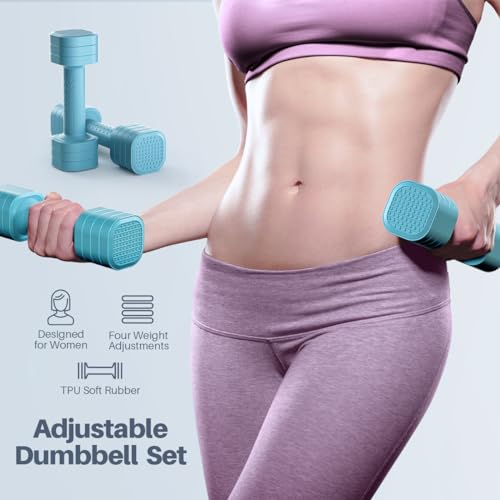 Zempox Adjustable Dumbbell Set, 4 in 1 Free Weight Dumbbell Set for Women, Hand Weight for Women at Home, Each 2lb 3lb 4lb 5lb with TPU Soft Rubber Handle for Home Gym Aquatic Fitness Equipment,Purple - color: Blue