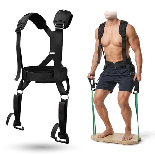 Belt Squat Harness Vest for Resistance Bands, Adjustable Squat Vest with Padded Shoulder Support,Lower Body Leg Day Equipment for Glutes & Quads，Home Gym Training