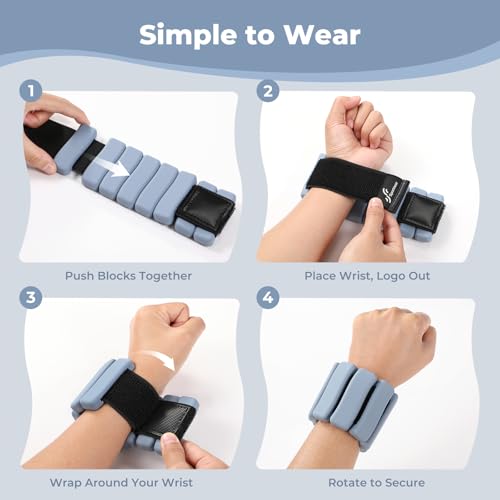 Sportneer Wrist & Ankle Weights for Women & Men Set of 2 (1LB/2LB Each) - Soft Silicone Arm & Leg Weights for Pilates, Yoga, Walking, Barre, Home Workout, Water Aerobics