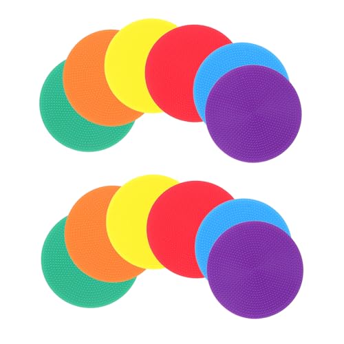 12pcs Soccer Spot Markers and Flat Disc Markers Non-Skid Multi-Color Training Cones for Agility Drills 10cm Flat Sports Spot Discs for Indoor and Outdoor Use