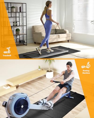 Foldable Rubber Treadmill Mat - Exercise Bike Mat with Waterproof - size: 68"L x 26.8"W x 0.2"Th