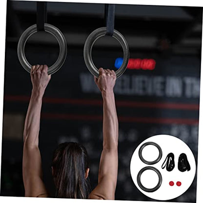 2pcs Adjustable Home Fitness Gymnastic Rings Set Durable Strap Sturdy Structure for Indoor and Outdoor Workouts for Fitness Enthusiasts
