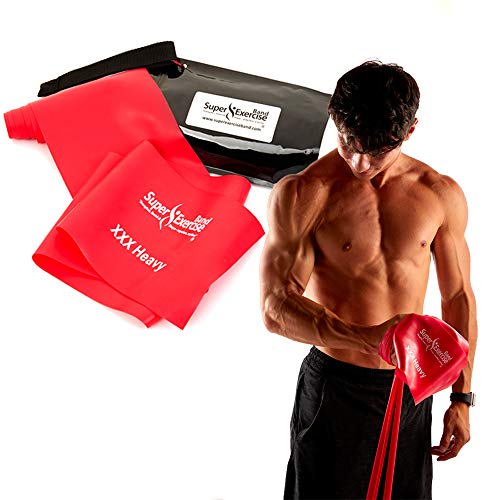 Resistance Bands for Working Out | 7Ft Long Resistance Bands |Super Exercise Bands with Carry Pouch and Door Anchor I Latex Free Workout Bands Including an Exclusive Workout App and E-Book - color: Red XXXHeavy