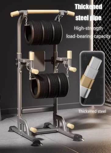 Pull Up Dip Station for Home Gym,Portable Workout Equipment with 5-Level Height Adjustment,Strength Training Fitness Workout Station,600KG Load Capacity,No Damage To The Floor