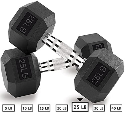 Hex Dumbbells 5,10,15,20,25,30,40 LB Exercise & Fitness Weights Dumbbell For Women & Men Free Weights Rubber Coated cast Iron Set