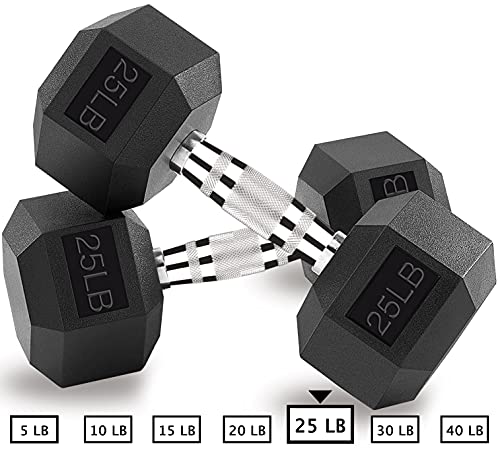 Hex Dumbbells 5,10,15,20,25,30,40 LB Exercise & Fitness Weights Dumbbell For Women & Men Free Weights Rubber Coated cast Iron Set