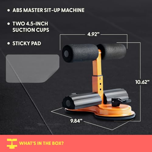 Portable Sit Up Bar Floor Holder with 2 Strong Suction Cups for Abs, Pull Up Bar, Sticky Pad, Adjustable Foot Holder for Thigh, Workout for Office Home Gym for Men and Women, Support 661 lbs