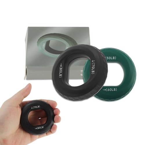 Hand Grip Strengthener, Adjustable Strength Grip, Silicone Grip Circle, for Men Adult, 2 Pcs - color: Green & Black(70/80LB,50/60LB)