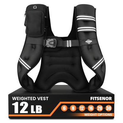 Weighted Vest for Men Women Walking, 6lb/8lb/12lb/16lb/20lb/30lb Strength Training Weight Vests with Phone Pocket, Comfortable Weighted Vest for Running Men, Rucking, Weight Loss, Gym Accessories