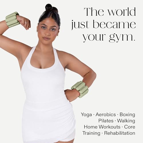 Bala Bangles Wrist & Ankle Weights for Women & Men, Home Gym Equipment - color: Sage, size: 2 LB