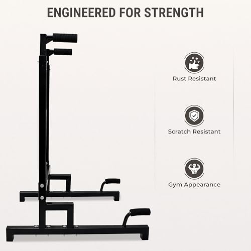 FEBTECH Dip Bar Station Heavy Duty Adjustable Dip Bars for Home & Gym Use – 32.87" L x 28.93" W x 52.35" H Parallel Dips Bar Stand 1000 LBS Capacity Dip Bars for Home Strength Calisthenics Equipment