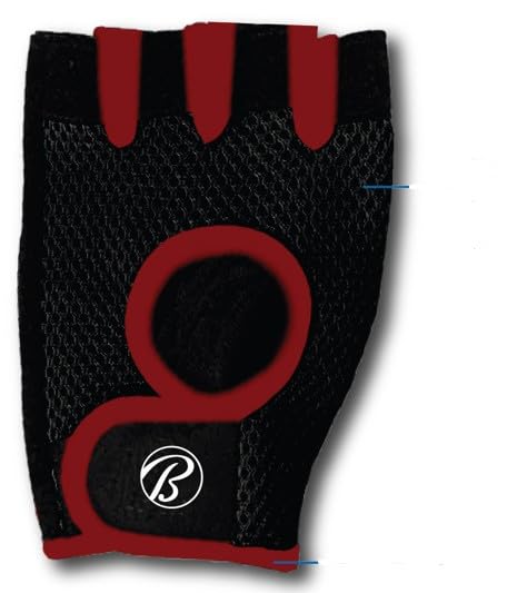 Bally - Gym Gloves, Mesh Workout Gloves with Foam Padded Palm for Grip, Lightweight & Breathable, One Size Fitness Training Gloves for Weightlifting Gym Exercise (2 Pack, Black/Red)