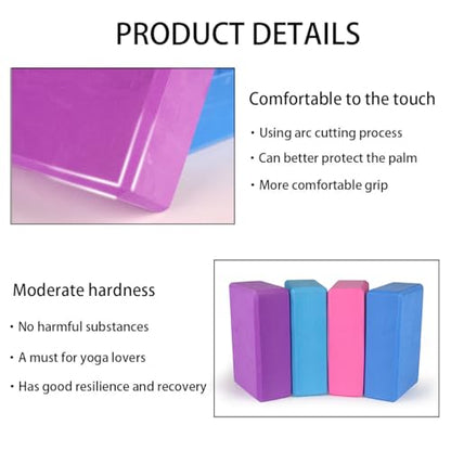 Custom Yoga Blocks with Image Text Logo Eva Foam Lightweight Yoga Bricks for Yoga Pilates Stretching Meditation Dance Yoga Accessories - color: Blue