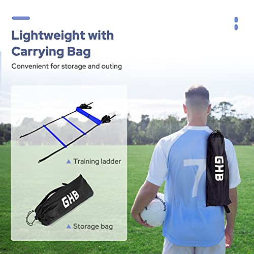 GHB Pro Agility Ladder 2 Pack Agility Training Ladder Speed 12 Rung 20ft with Carrying Bag (Yellow and Blue)