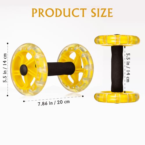 Kisangel Dual Ab Roller Wheel Set for Core Workout, Portable Abdominal Exercise Equipment with Foam Grip for Home Gym, Lightweight Fitness Training Tool for Men and Women, Yellow