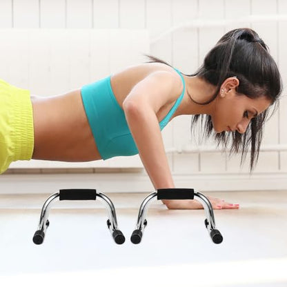 OUNONA Push up Stands 2pcs Steel I-beam Pushup Handles with Anti-slip Grips Portable Core Workout Equipment for Home and Gym Full-body Strength Training