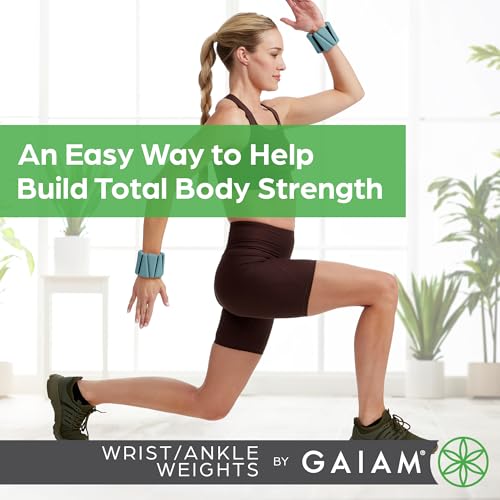 Gaiam Wrist and Ankle Weights, Wearable Bracelet to Strengthen, Tone & Sculpt, Adjustable Ankle Weights for Women & Men for Yoga, Dance, Pilates, Barre, Cardio, Home & Gym Use