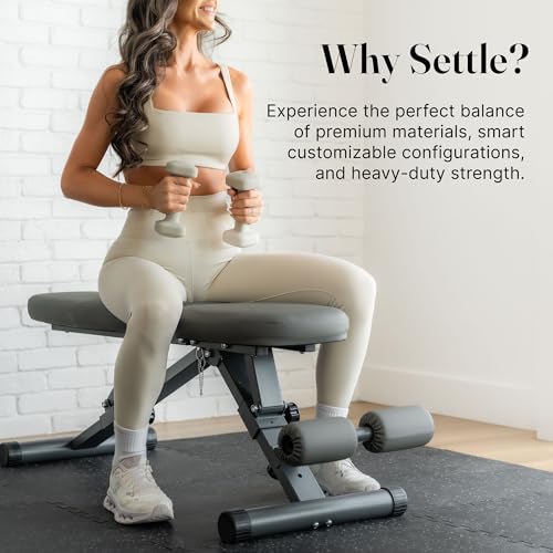 WeGym Fitness Bench, Adjustable, Collapsible, Comfortable, and Luxurious Home Gym Bench for Strength Training - color: Grey
