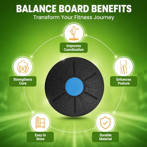 Plastic Balance Board, Anti Slip Exercise Stability Trainer, Core Strength Training - Durable Material, Non Slip Design, Home Gym Workout and Injury Recovery