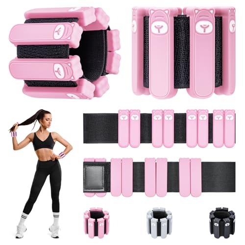 Wrist Ankle Weights Set of 2(1lb Each), Adjustable Silicone Weighted Wristbands for Women Men, Wearable Arm & Leg Weights for Pilates, Walking, Workout Exercise