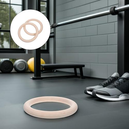 Wood Gymnastic Rings Set 2pcs with Straps for Pull up Strength Training Home Fitness Equipment for Men Full Body Workout