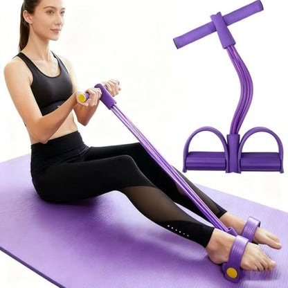 Resistance Band with Pedal Handle 6 Tube Elastic Natural Latex Pull Rope Fitness Bands for Leg Arm Abdomen Waist Stretching Exercising Training - color: Purple