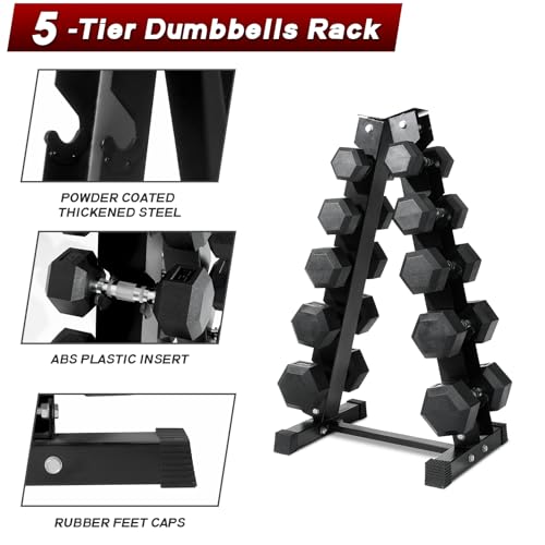 Ritfit 5-650 LBS PVC Encased Hex Dumbbell Sets with Optional Rack for Home Gym, Hand weight with Chrome Handle for Strength Training,Workouts - style: (5+10+15+25+35) 180LBS SET