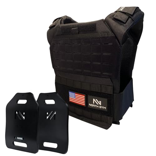 Northgym Adjustable Weighted Vest/Incl. 3D Weight Plates in 14lbs / 20lbs/ 30lbs/ 42.5lbs - Optimized Weight Distribution and with Curved Plates for Running, Functional Training and Working Out - style: Black 30lbs