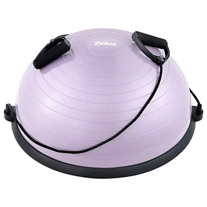ZELUS 23in. Balance Ball with 55cm Yoga Ball, Resist Bands & Foot Pump - color: Lilac
