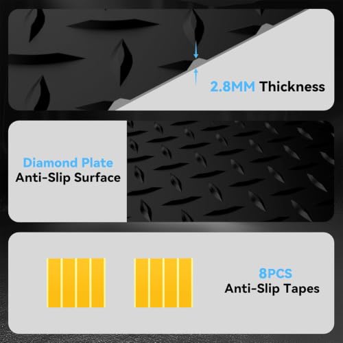 4x10 FT Garage Floor Mat, 2.8mm Thickened Diamond Plate - color: Black, size: 4x10 FT