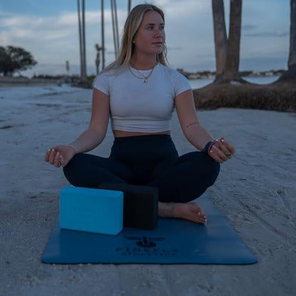 Premium Yoga Mat - 5mm Thick, Extra Wide & Long, Non-Slip Natural Rubber Base & PU Top, Anti-Tear, Ideal for Yoga, Pilates, and Fitness. - color: Blue