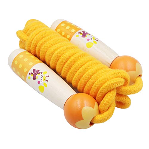 Jump Rope for Kids Adjustable Length Cotton Rope with Wooden Handle for Boys and Girls Sport Fitness Exercise