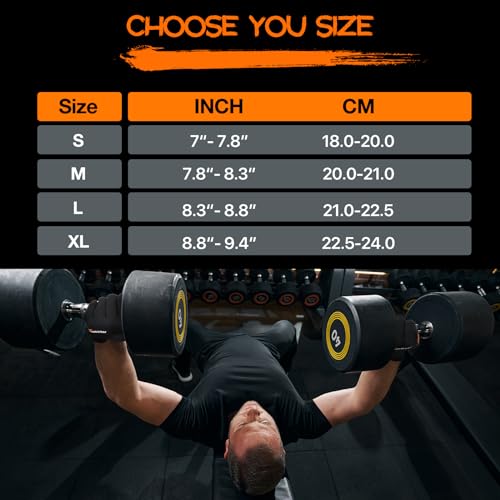 Workout Gloves, Heavy Duty Cowhide Padded Weight Lifting Gloves with Wrist Support, Full Palm Protection & Silicone Grips Gym for Weightlifting, Deadlifts, Exercise