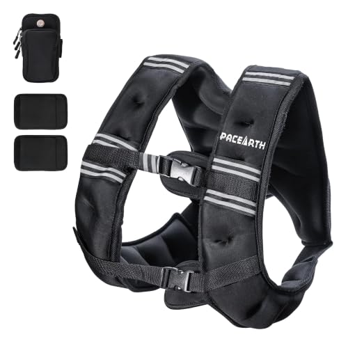 PACEARTH Weighted Vest,6lb/8lb/10lb/12lb/16lb/20lb/25lb/30lb Weight Vest with Reflective Stripe, Body Weight Vests for Women, Men, Weight Loss Workout, Strength Training, Running, Walking, Jogging - color: Black, size: 16 LB