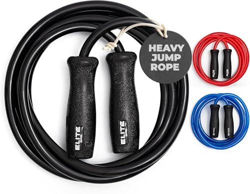 Elite Jumps Muay Thai 2.0 Weighted Jump Rope - Designed for High-Intensity Training, Muay Thai, & MMA Workouts - Heavy 1.3lb PVC Jump Ropes for Fitness - color: Matte Black - 10FT