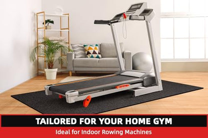 Treadmill Mat, 7'x3'/6'x3'/6'x2.5'/5.6'x2'/4'x2', 6mm Thick Exercise Equipment Gym Mat for Hardwood FloorCarpet, Compatible with Peloton Bike, Indoor Spin Bike, Elliptical - color: 72"x36"x6mm-black